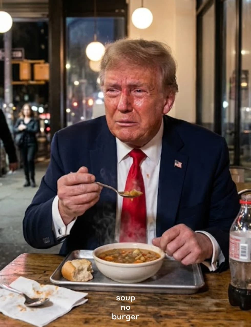 Donald Trump eating soup